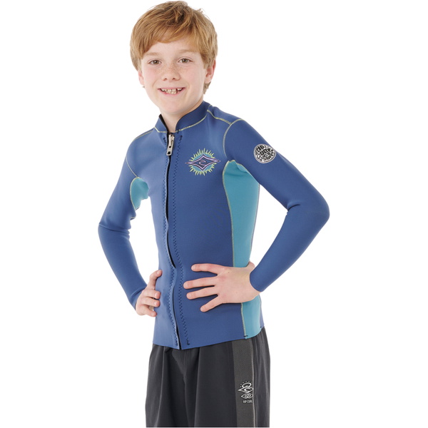 2026 Rip Curl Junior Dawn Patrol Front Zip Neo Jacket 118BWJ - Light Navy